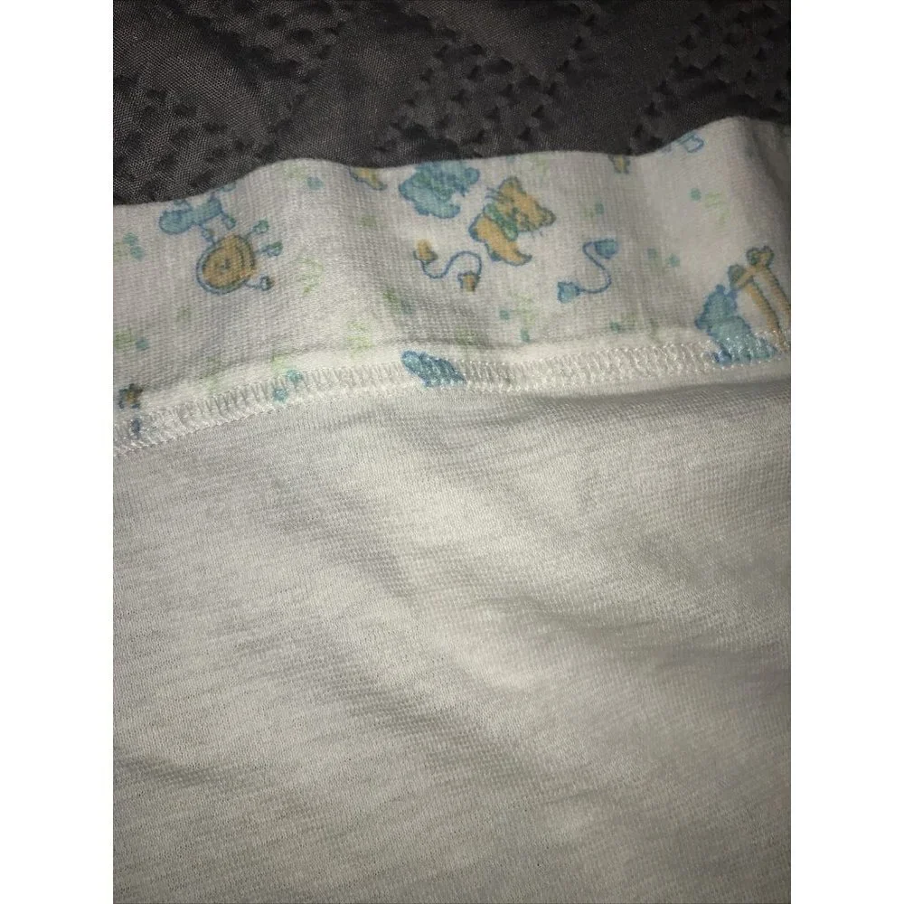 Vtg CARTERS Pastel Blue Green Nursery Rhymes Crib Top Sheet 2 Fitted Corners
